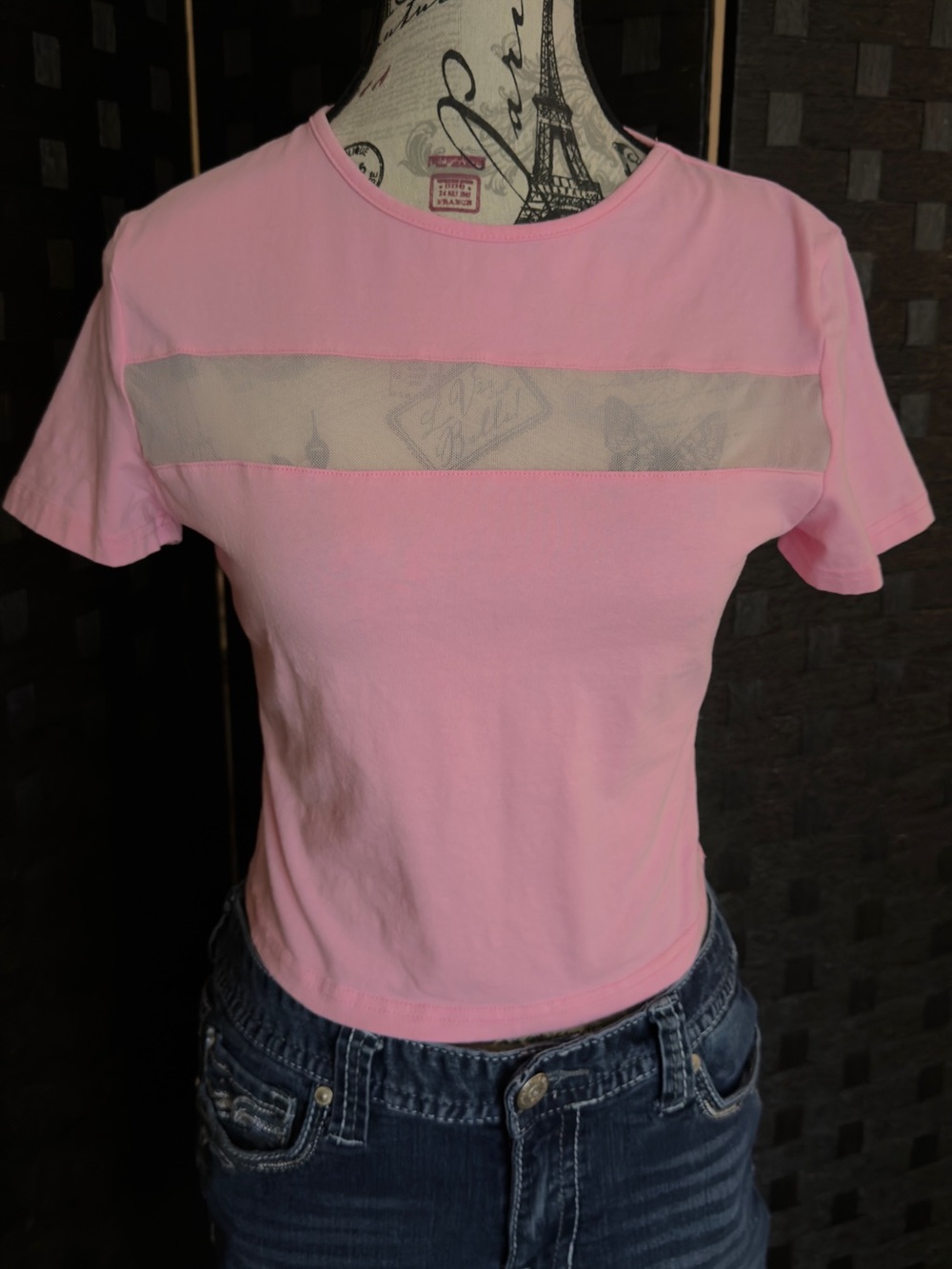 Pink Mesh-Insert Tee - Picture 2 of 6
